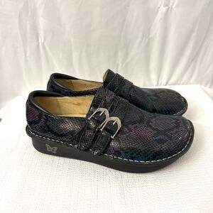 Alegria Alli Clogs Womens Size 10 Snakeprint Leather Buckle Casual Shoes 40 EU